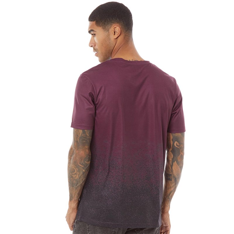 Fluid Mens Graduated Splatter T-Shirt New Maroon/Black