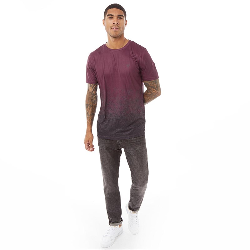 Fluid Mens Graduated Splatter T-Shirt New Maroon/Black