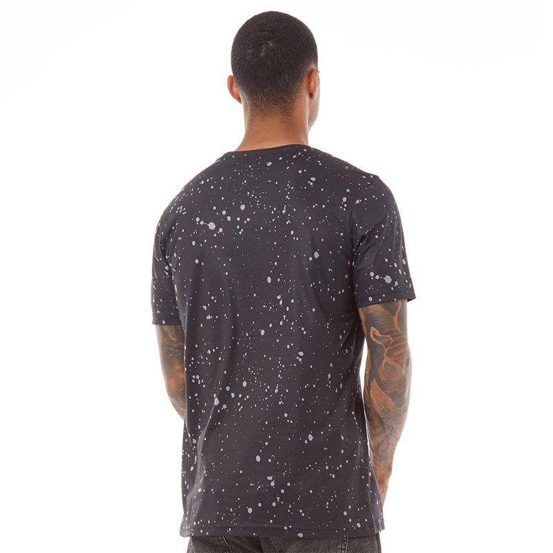 Fluid Mens Splatter Print T-Shirt Black/Sedona Grey