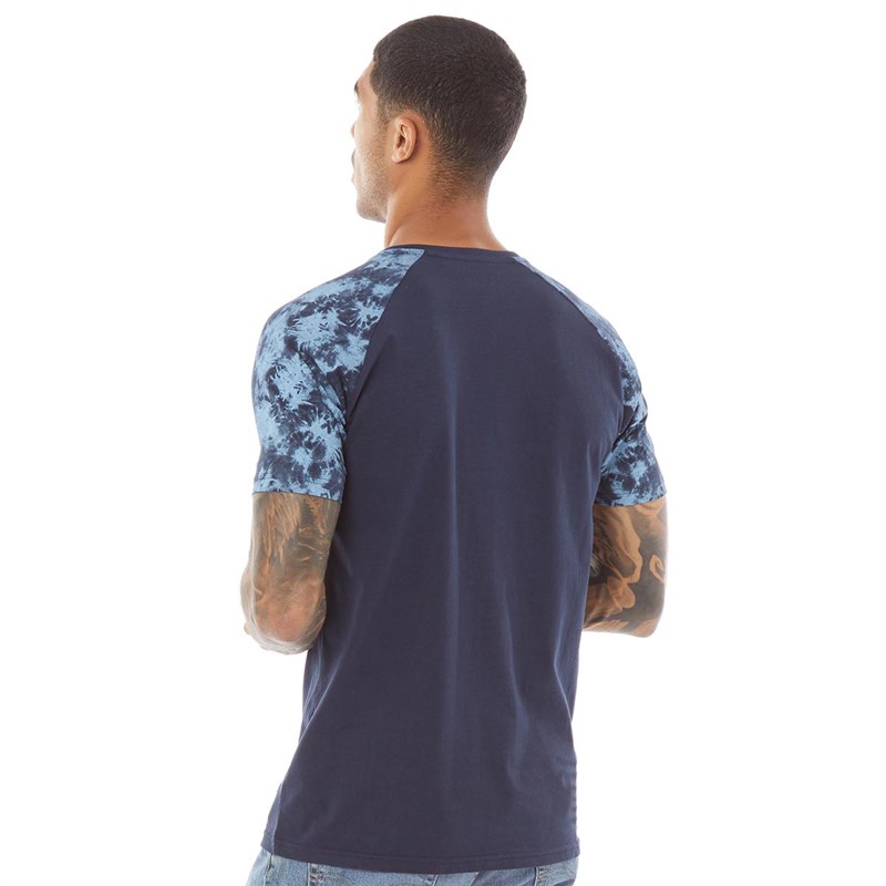 Fluid Mens Tie Dye Raglan T-Shirt Navy