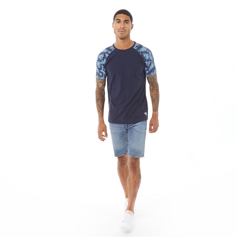 Fluid Mens Tie Dye Raglan T-Shirt Navy