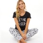 Fluid Womens Let Me Sleep Pyjama Set Black/Light Grey