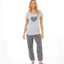 Fluid Damen Leopard Heart Print Pyjama Pyjama Mehrfarbig