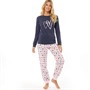 Fluid Womens Hearts Long Sleeve Pyjama Set Navy