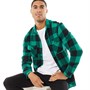 Fluid Chemises à Manches Longues Yarn Dyed Buffalo Homme Vert