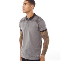 Fluid Mens Checked Shoulder Polo Castlerock Grey