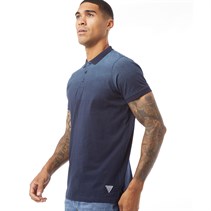 Fluid Mens Houndstooth Checked Shoulder Polo Navy