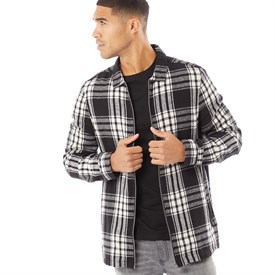 Buy Fluid Mens Zip Checked Shacket Black/White