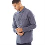 Fluid Chemises à Manches Longues Dobby Homme Bleu Marine