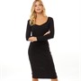 Fluid Womens Midi Rib Dress Black