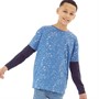 Fluid Boys Split Sleeve Splatter Print Long Sleeve Top Blue