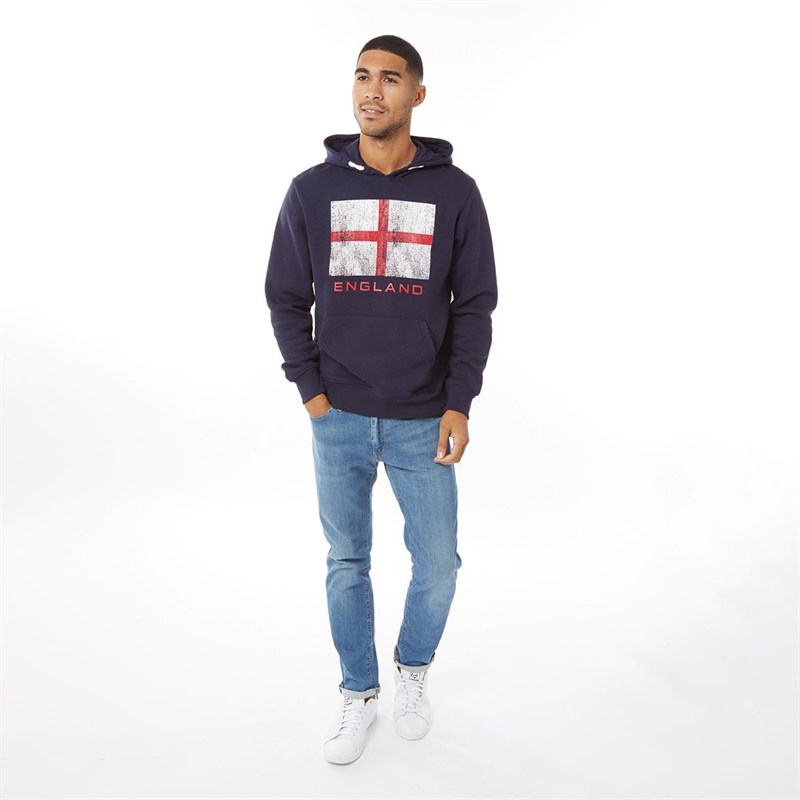 Fluid Mens England Flag Hoodie Navy