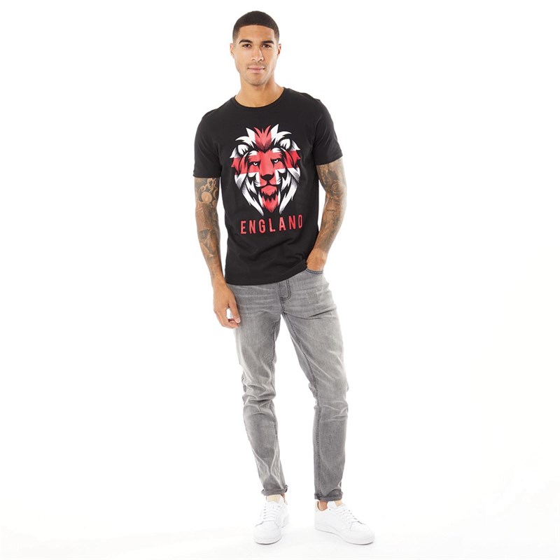 Fluid Herren England Lion T-Shirts Schwarz