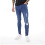 Fluid Herre Ripped Knee Skinny Jeans Mellemblå