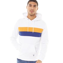 Fluid Mens Chest Stripe Hoodie White/Topaz/Bellwether Blue