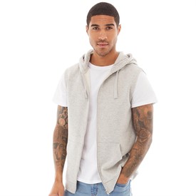 Buy Fluid Mens Sleeveless Zip Through Hoodie Grey Marl