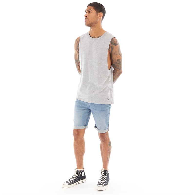 Fluid Heren Singlet Gemeleerd Grijs