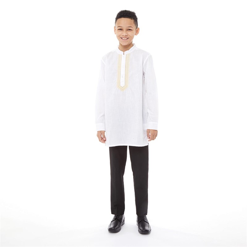 Fluid Boys Kurta Shirt White