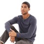 Fluid Mens Plain Long Sleeve Top Navy Marl