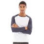 Fluid Mens Raglan Long Sleeve Top White/Navy Marl