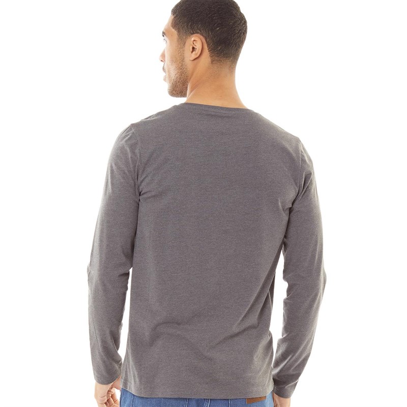 Fluid Mens Plain Long Sleeve Top Charcoal Marl