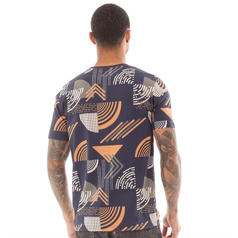 Fluid Mens AOP Printed T-Shirt Navy/Multi