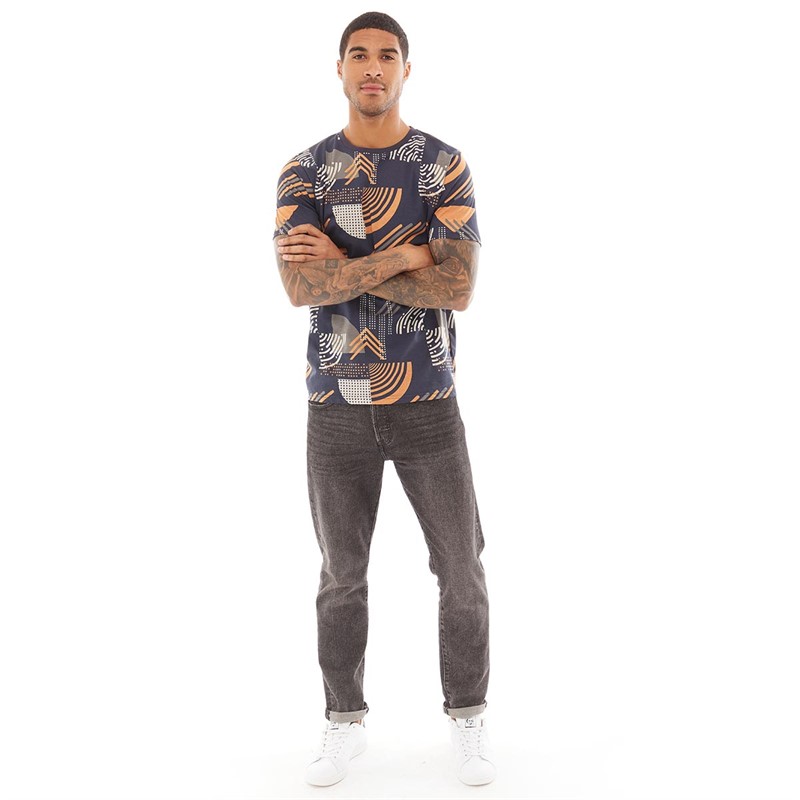 Fluid Mens AOP Printed T-Shirt Navy/Multi