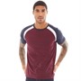 Fluid Mens Raglan Stripe T-Shirt New Maroon/White/Navy