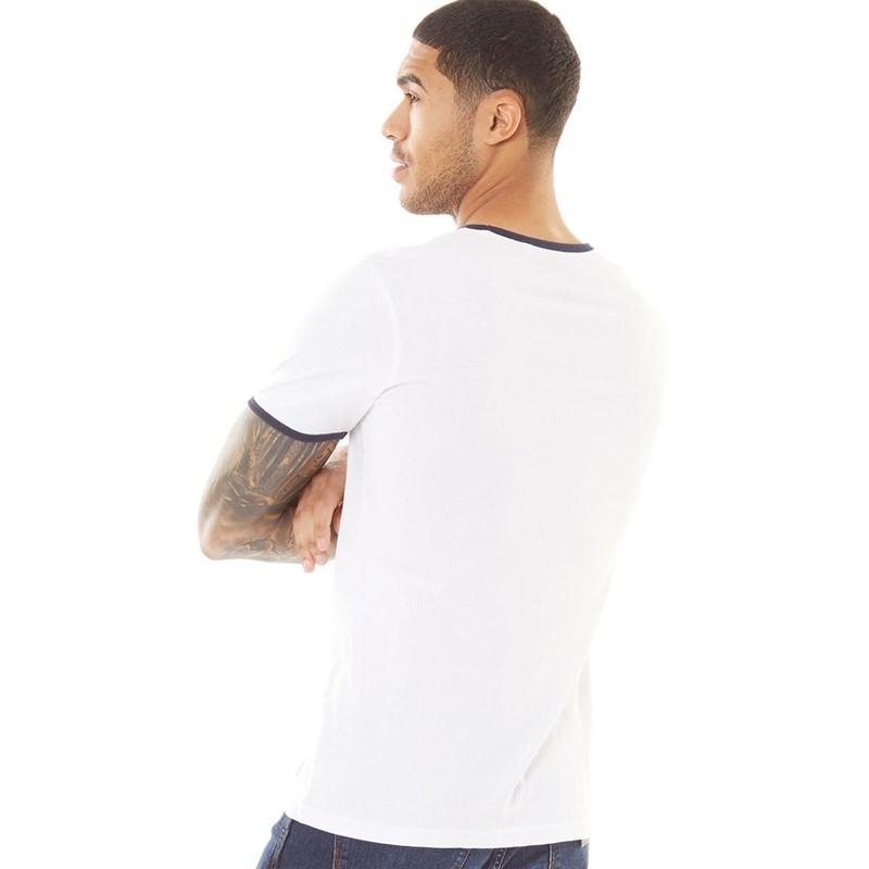 Fluid Mens Ringer T-Shirt White/Navy