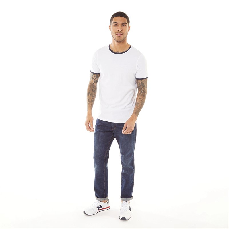 Fluid Mens Ringer T-Shirt White/Navy