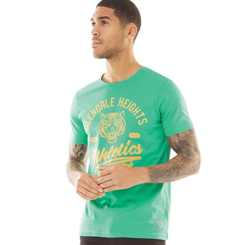 Fluid Mens Collegiate T-Shirt Simply Green/Yellow