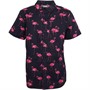 Fluid Boys Flamingo Print Short Sleeve Shirt Navy Multi