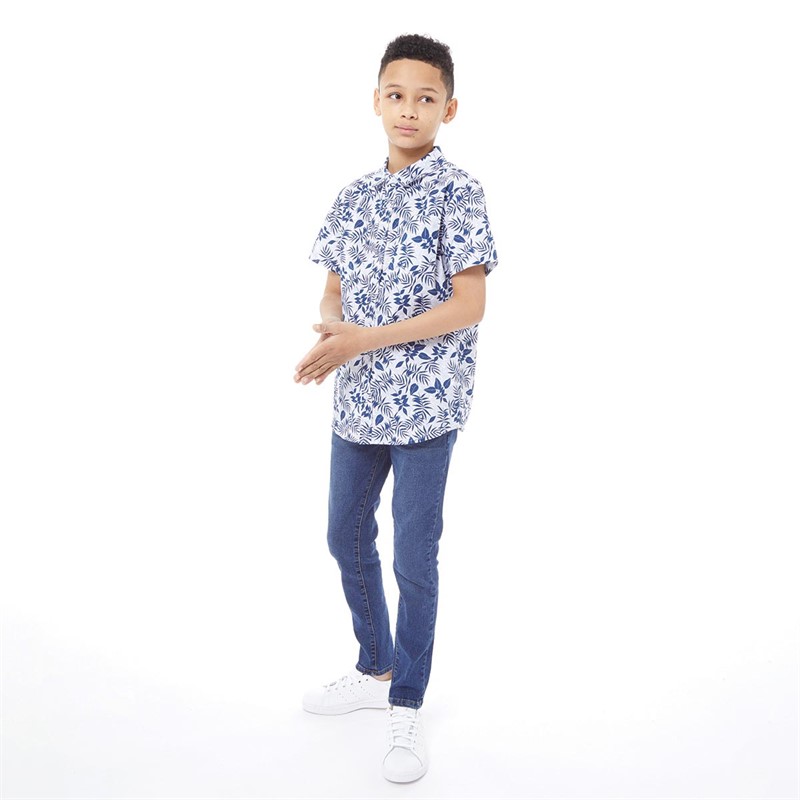 Fluid Boys Printed Short Sleeve Shirt Blue/Navy