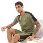 Fluid Mens T-Shirt And Shorts Set Khaki/Black