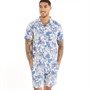 Fluid Mens Shirt And Shorts Set Ecru/Light Navy