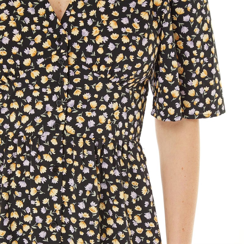 Fluid Womens Half Sleeve Tea Dress Black