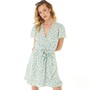 Fluid Womens Floral Wrap Dress Green/White