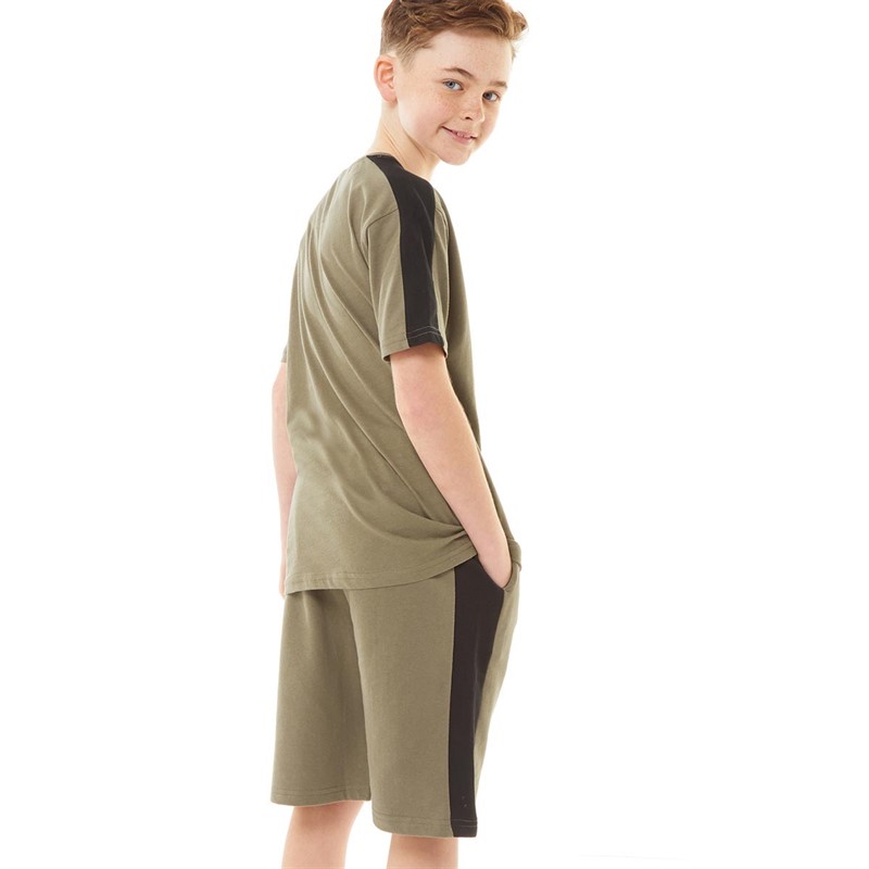 Fluid Boys T-Shirt And Shorts Set Khaki/Black