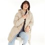 Fluid Womens Mid-Length Chevron Puffer Jacket Taupe