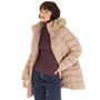 Fluid Womens Belted Jacket With Faux Fur Trim Hood Ginger Snap