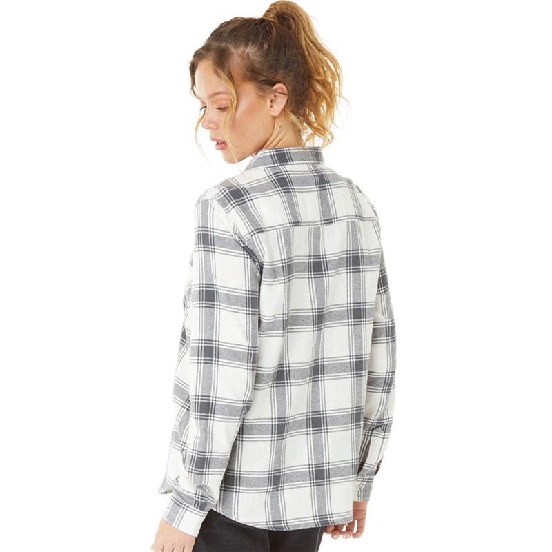 Fluid Womens Yarn Dyed Check Long Sleeve Shirt Grey/Cream Check