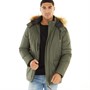 Fluid Mens Faux Fur Trim Parka Jacket Khaki