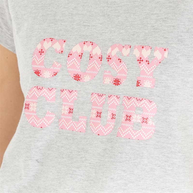 Fluid Womens Cosy Club Mini Me Jersey Set Grey/Pink