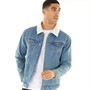 Fluid Mens Sherpa Lined Denim Jacket Light Blue Denim Wash