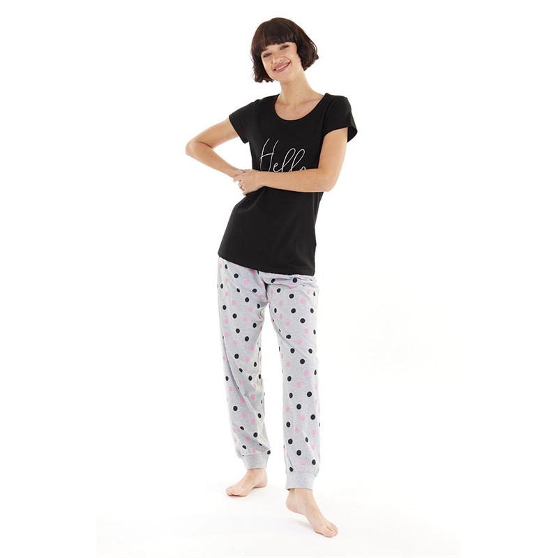 Fluid Womens Hello Bedtime Spot Pyjama Set Multi