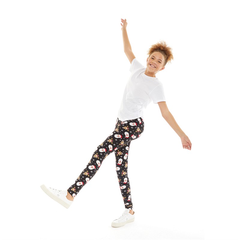 Fluid Girls AOP Christmas Leggings Black
