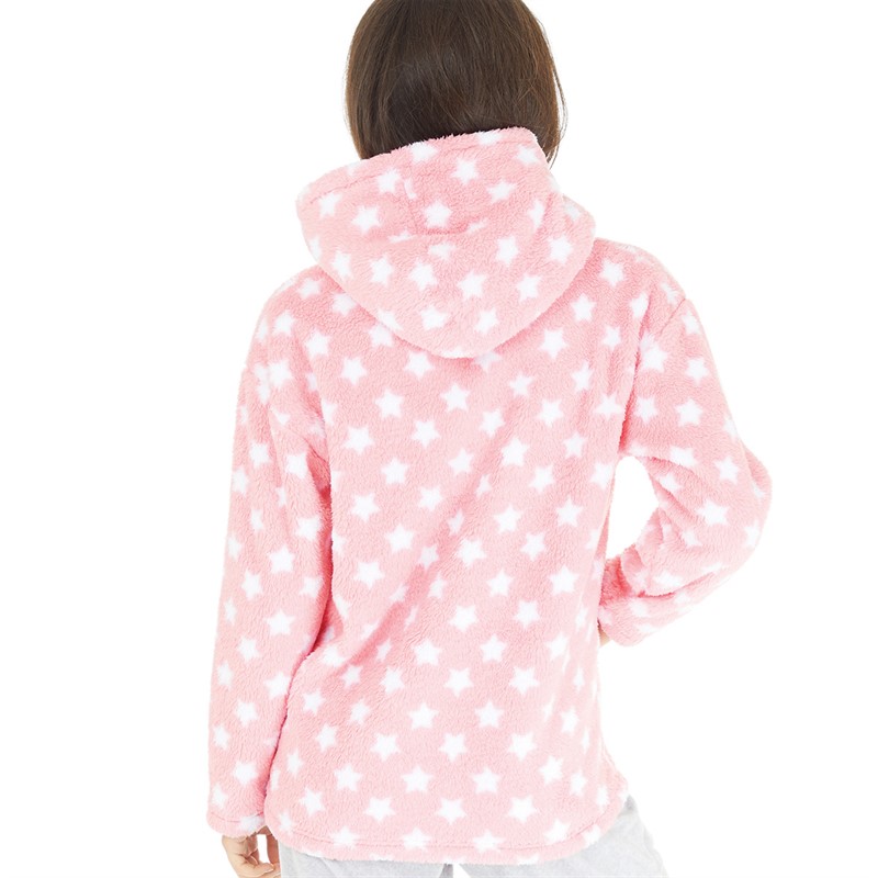 Fluid Womens Frosted Hooded Wellsoft Snuggle Top Pink