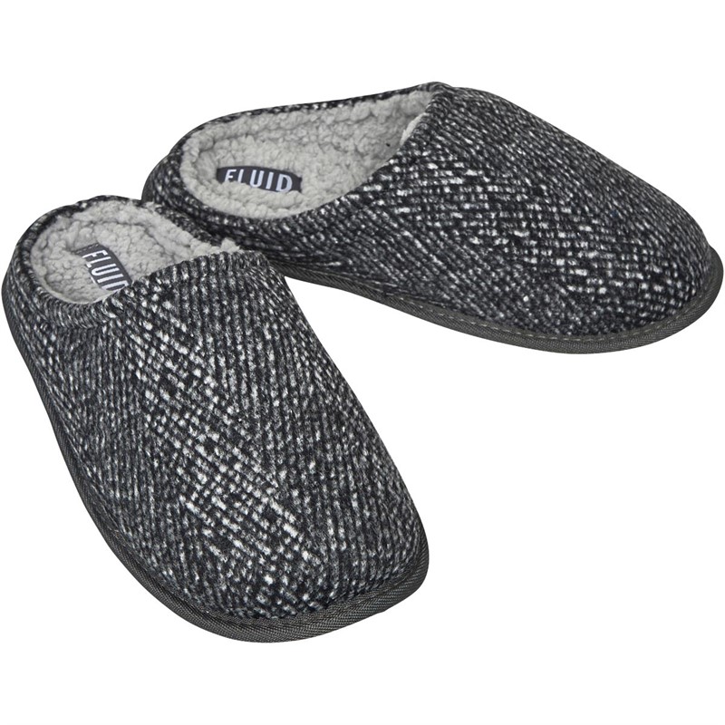 Fluid Mens Textured Mule Slippers Charcoal Mix