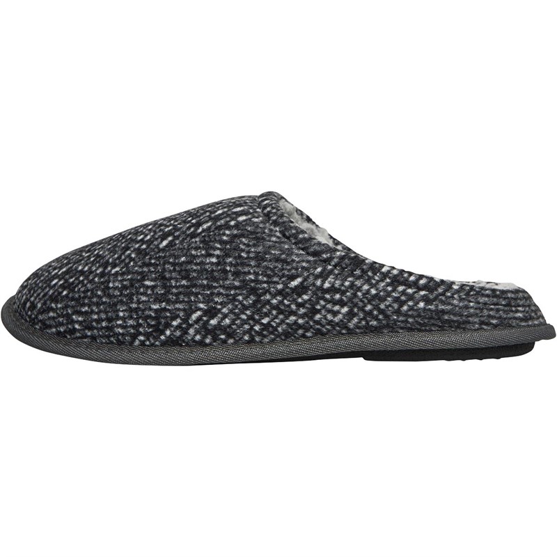 Fluid Mens Textured Mule Slippers Charcoal Mix