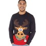 Fluid Mens Moose Christmas Jumper Navy Multi